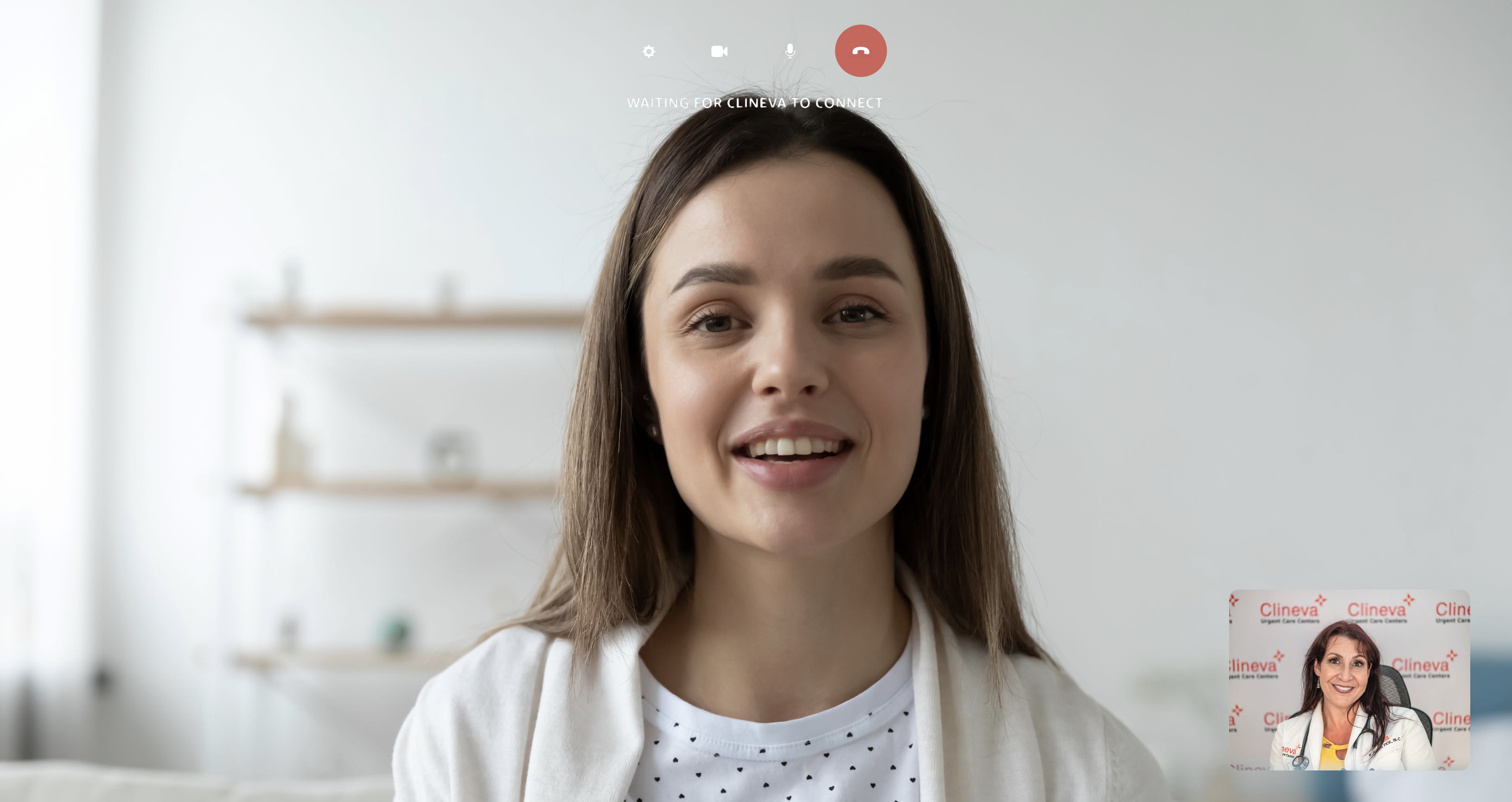Patient speaking with a Clineva provider during a video visit